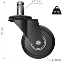 Kancelárske koliesko Ø 50 mm, 5 ks