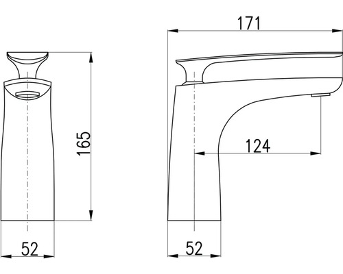 Technický nákres armatúry s rozmermi