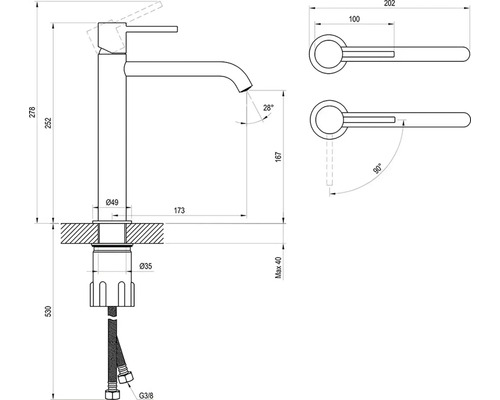 Technický výkres batérie s rozmermi