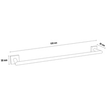 Držiak na uteráky s rozmermi 630 mm dĺžka, 50 mm výška a 85 mm šírka.