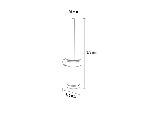 Obrázok súpravy WC s rozmermi 90 milimetrov, 377 milimetrov a 118 milimetrov.