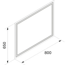 Nákres zrkadla s rozmermi 650 x 800