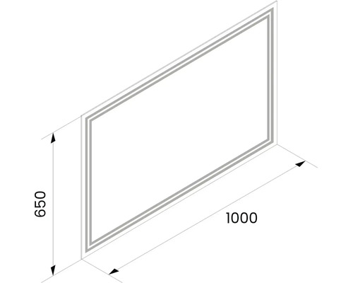 Obrázok zrkadla s rozmermi 650 x 1000 milimetrov