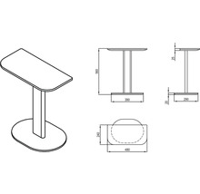 Technický nákres barového stola s rozmermi