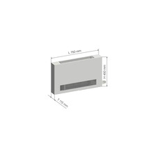 Obrázok radiátora s rozmermi dĺžka 750 mm, výška 450 mm a hĺbka 115 mm