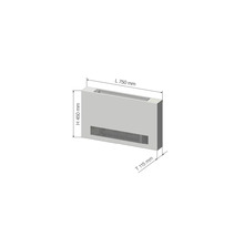 Obrázok radiátora s rozmermi 750 mm dĺžka, 450 mm výška a 115 mm hĺbka