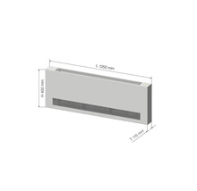 Ilustrácia radiátora s rozmermi dĺžka 1250 mm, výška 450 mm a hĺbka 115 mm.