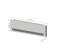 Podlahový konvektor s rozmermi dĺžka 1500 mm, výška 450 mm a hĺbka 115 mm