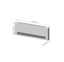 Konvektor radiátora s rozmermi dĺžka 1250 mm, výška 450 mm a hĺbka 115 mm.