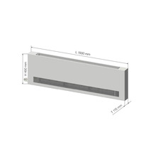 Radiátorový konvektor s rozmermi dĺžka 1500 mm, výška 450 mm a hĺbka 115 mm.
