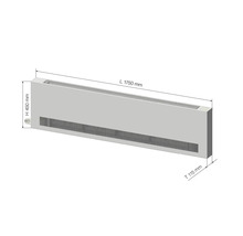 Konvektorový radiátor s rozmermi dĺžka 1750 mm, výška 450 mm a hĺbka 115 mm.
