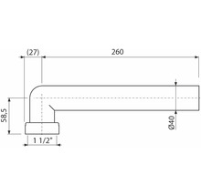 Technický nákres sifónu s rozmermi.