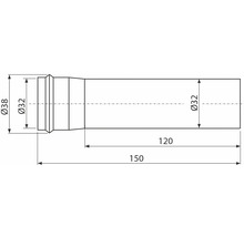 Technický výkres rúry s údajmi o priemere
