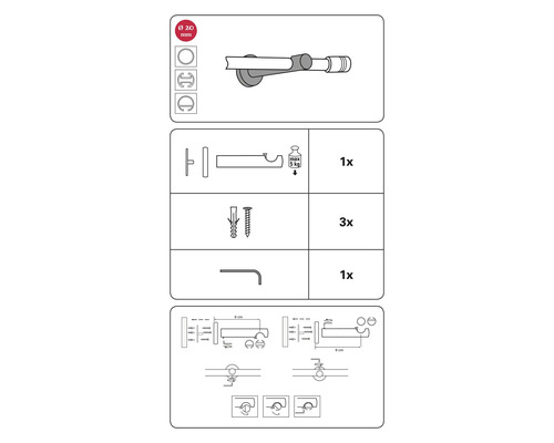Montážny návod na držiak na uteráky s priemerom 20 milimetrov
