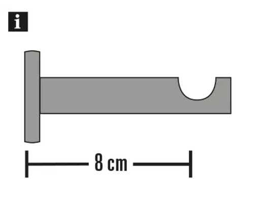 Držiak záclonovej tyče s dĺžkou 8 cm