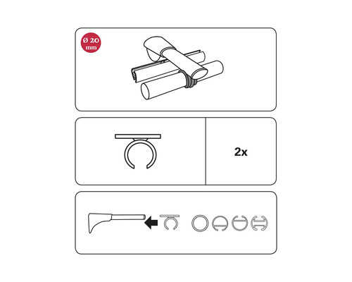 Montážny návod pre záclonovú tyč s priemerom 20 milimetrov