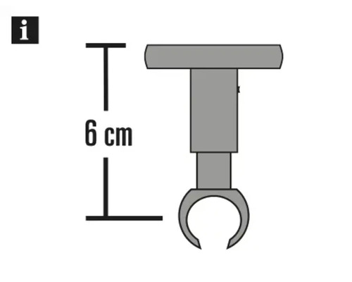 Technický nákres držiaka s dĺžkou 6 cm