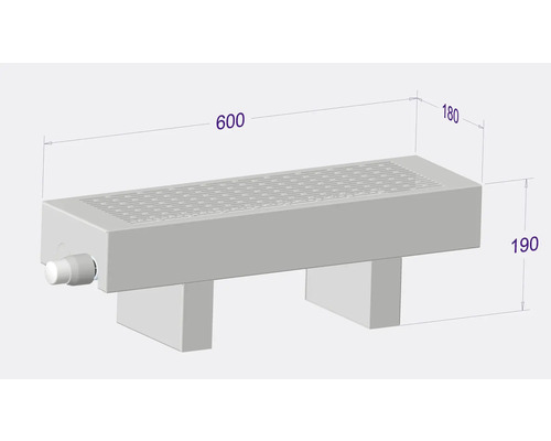 Radiátor s rozmermi 600 x 180 x 190 milimetrov