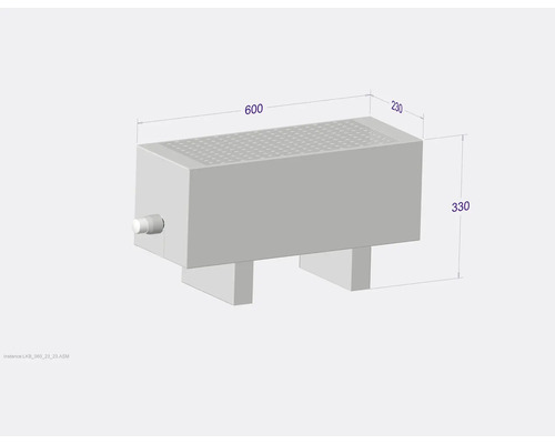 Obrázok vykurovacieho telesa s rozmermi 600 x 230 x 330 milimetrov
