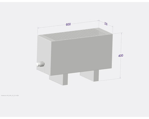 Obrázok vykurovacieho telesa s rozmermi 600 x 230 x 400 milimetrov