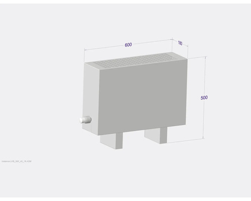 Obrázok radiátora s rozmermi 600 x 180 x 500 mm