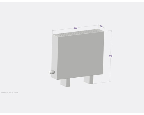 Obrázok radiátora s rozmermi 600 x 600 x 130 milimetrov.