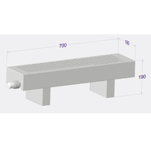 Radiátor s rozmermi 700 x 180 x 190 milimetrov
