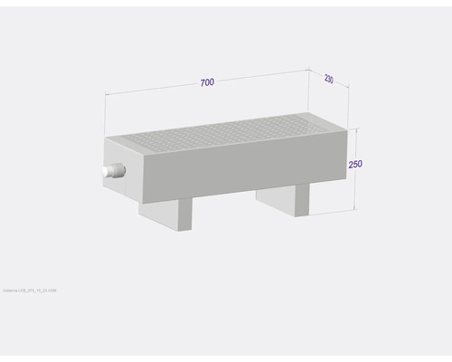 Radiátor s rozmermi 700 x 230 x 250 milimetrov