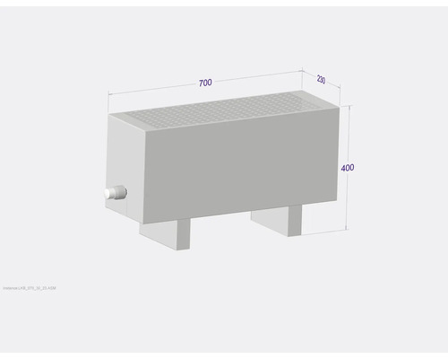 Ilustrácia radiátora s rozmermi