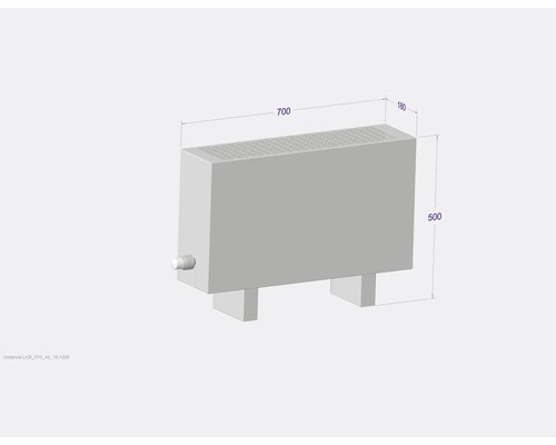 Radiátor s rozmermi 700 x 180 x 500 milimetrov