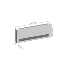 Konvektor s rozmermi dĺžka 1250 mm, výška 450 mm a hĺbka 115 mm.