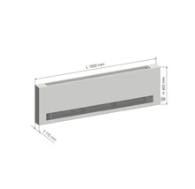 Podlahový konvektor s rozmermi 1500 mm dĺžka, 450 mm výška a 115 mm hĺbka.