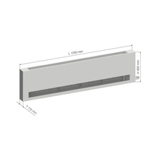 Konvektor radiátora s rozmermi dĺžka 1750 mm, výška 450 mm a hĺbka 115 mm.