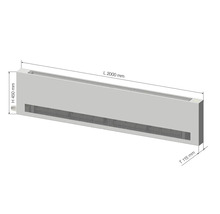 Konvektorový radiátor s rozmermi 2000 mm dĺžka, 450 mm výška a 115 mm hĺbka.