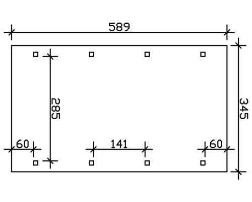 Technický nákres s rozmermi: 589, 345, 285, 141, 60
