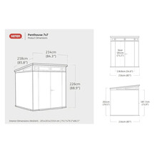 Rozmery produktu Keter Penthouse 7x7 s rozmerovými údajmi