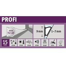 Tesniaci profil Profi s informáciami o produkte a symbolmi