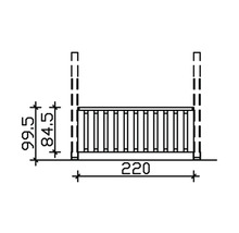 Technický nákres dielu plota s rozmermi