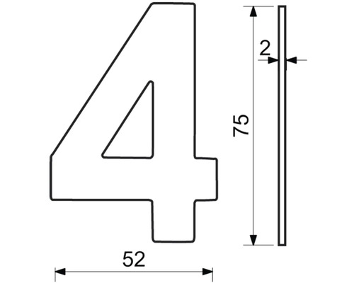 Technický nákres domového čísla 4 s rozmermi