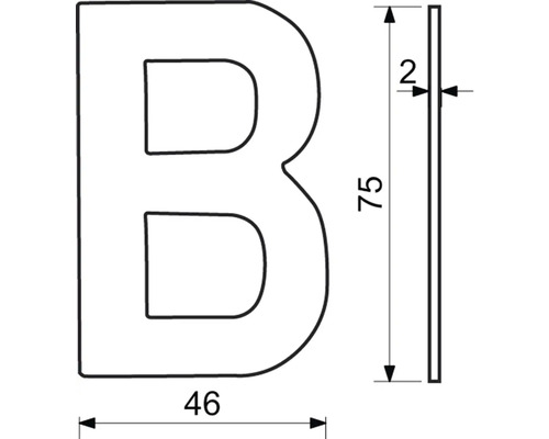 Technický nákres písmeno B s rozmermi