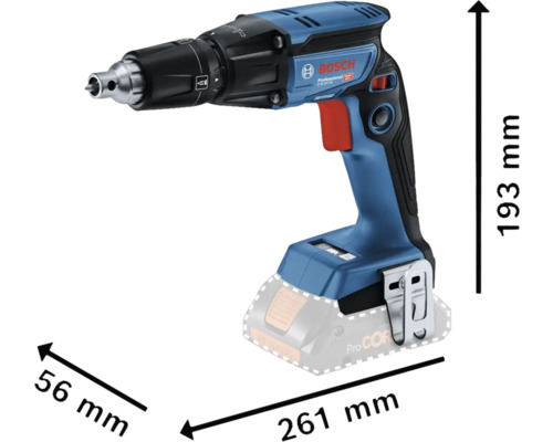 Skrutkovač na sadrokartón Bosch s rozmermi