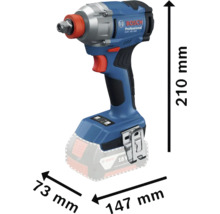Akumulátorový rázový uťahovák Bosch GDX 18V-285 s rozmermi 210 mm výška, 147 mm dĺžka a 73 mm šírka