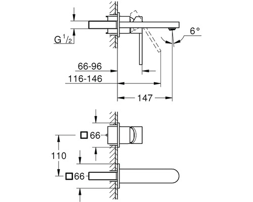 Technický výkres armatúry s rozmermi