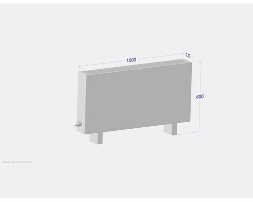 Radiátor s rozmermi 1000 x 600 x 130 mm.