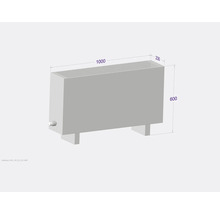 Obrázok vykurovacieho telesa s rozmermi 1000 x 230 x 600 mm.
