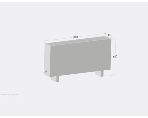 Radiátor s rozmermi 1100 x 180 x 600 mm