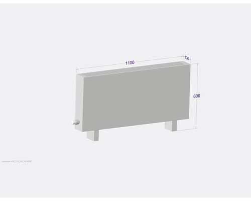 Radiátor s rozmermi 1100 x 600 x 130 mm.