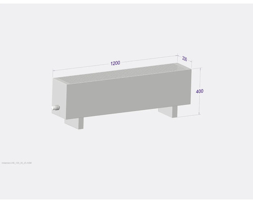 Radiátor s rozmermi 1200 x 230 x 400 mm