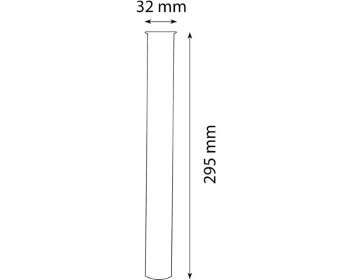 Schéma rúrky s priemerom 32 mm a dĺžkou 295 mm