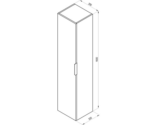 Úzka kúpeľňová skrinka s rozmermi 1600 x 350 x 320 milimetrov